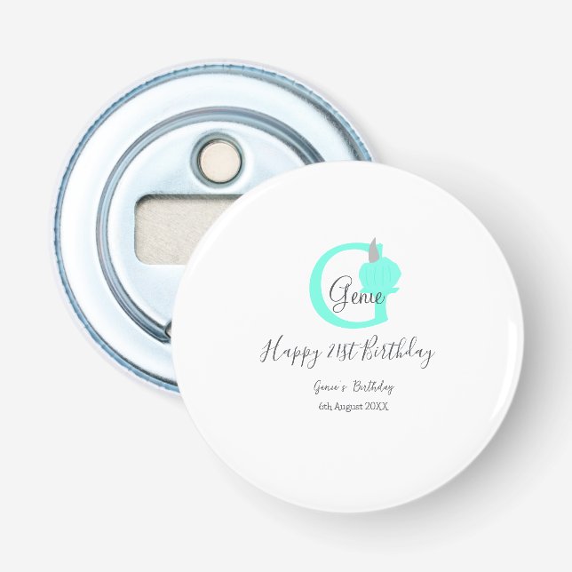 Grönt-pumpanfallsdag 21:a grått-pastel flasköppnare (Framsidan)