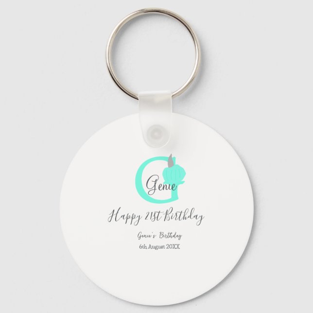 Grönt-pumpanfallsdag 21:a grått-pastel nyckelring (Framsida)