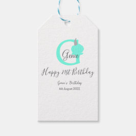 Grönt-pumpanfallsdag 21:a grått-pastel presentetikett