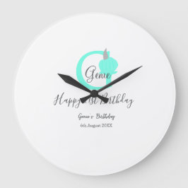 Grönt-pumpanfallsdag 21:a grått-pastel stor klocka