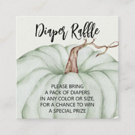 Grönt Pumpkin Baby Shower Diaper Raffle Tilläggskort