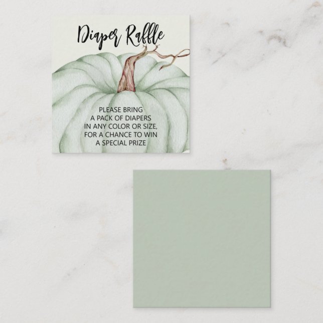 Grönt Pumpkin Baby Shower Diaper Raffle Tilläggskort (Fram/baksida)