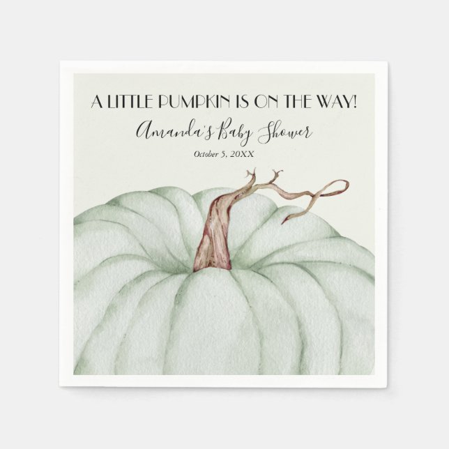 Grönt Pumpkin Baby Shower Gender Neutral Pappersservett (Framsidan)
