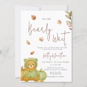 Grönt Pumpkin Vi kan barly Wait Baby Shower Inbjudningar