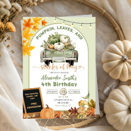 Grönt Pumpkins Löv and Stacks of Hay Birthday Inbjudningar