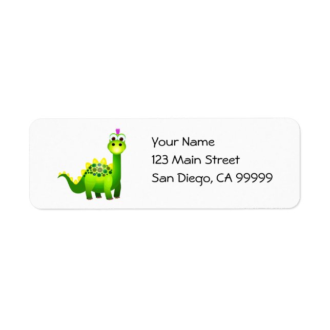 Grönt Punk Dino Returadress Etikett (Framsidan)