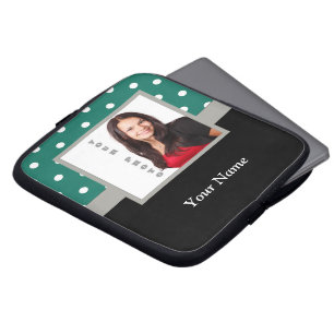 Grönt-punktfotomall för polka laptop fodral