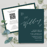 Grönt QR-kod allt i ett modernt skript Bröllop Inbjudan Vykort<br><div class="desc">Grönt Modern QR-kod för skript allt i ett minimalistiskt bröllopskort. Fira din speciella dag med den här eleganten och ett vackert bröllopskort för att passa ditt speciella tillfälle. Alla texterna är i förväg ordnade så att du enkelt och snabbt kan anpassa dig med dina egna detaljer. Om du behöver anpassa...</div>