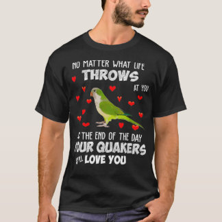 Grönt Quaker Din Quaker Parrot Bird still Kärlek T Shirt