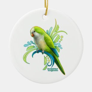 Grönt Quaker Parrot Julgransprydnad Keramik