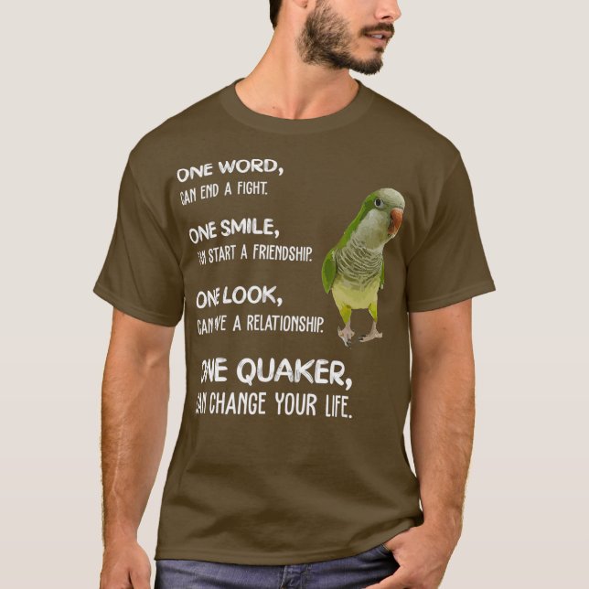 Grönt Quaker Shirt One Quaker Parrot Bird Change T Shirt (Framsida)