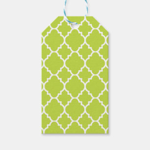 Grönt Quatrefoil för limefrukt marockanskt möns Presentetikett