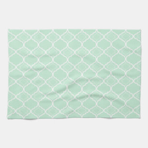 Grönt Quatrefoil för Mint geometriskt mönster Kökshandduk