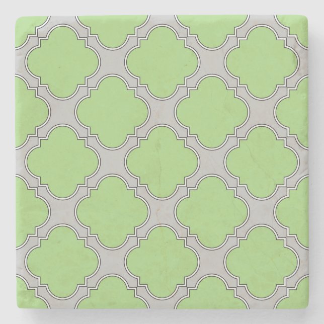 Grönt Quatrefoil Underlägg Sten (Framsidan)