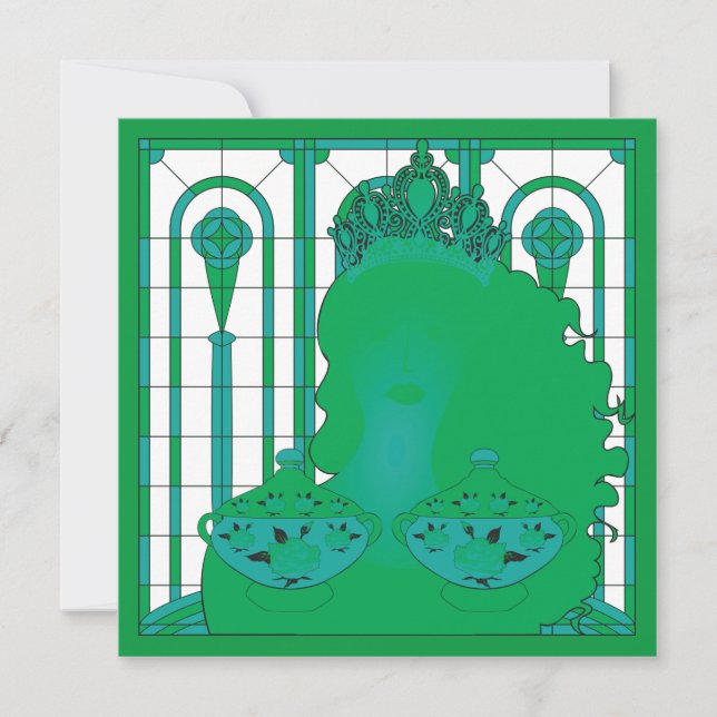 Grönt Queen Flat Card (Framsida)