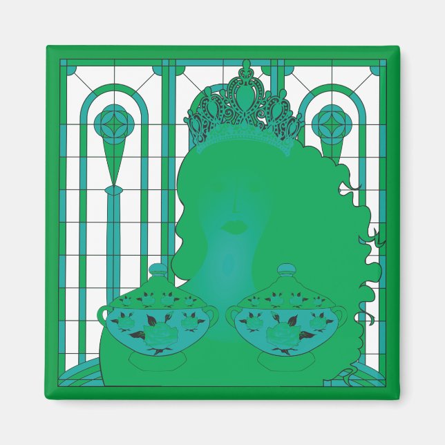 Grönt Queen Magnet (Framsidan)