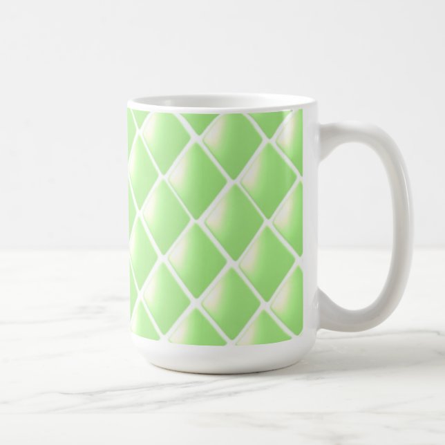 Grönt Quiltat Diamantmönster Kaffemugg (Höger)