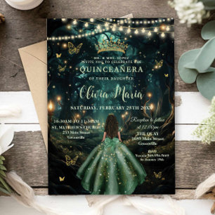 Grönt Quinceañera (skogen Emerald ) Inbjudningar