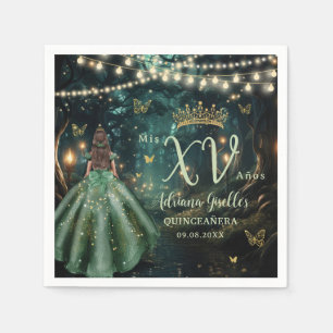 Grönt Quinceañera (skogen Emerald ) Pappersservett