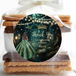 Grönt Quinceañera (skogen Emerald ) Runt Klistermärke