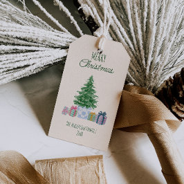 Grönt Quirky Colorful Julklapp Träd Presentetikett