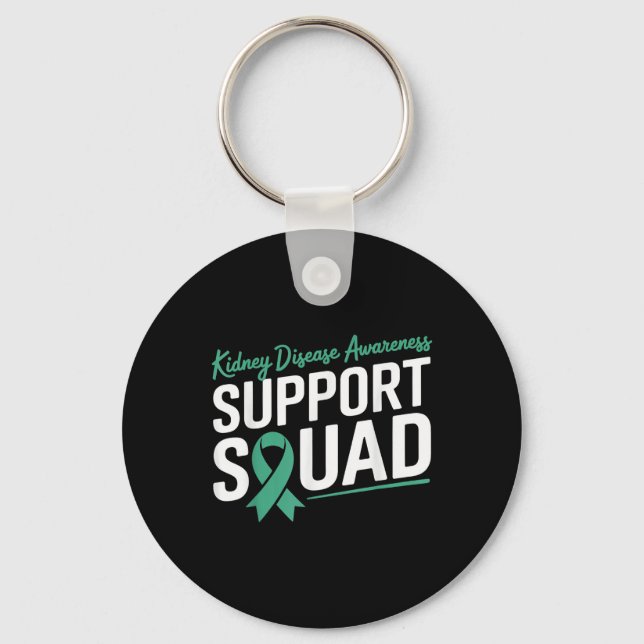Grönt Rabbon Support Squad for Kidney Disease Awar Nyckelring (Framsida)