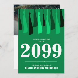 Grönt rad med inbjudan till fotofotot Studenten