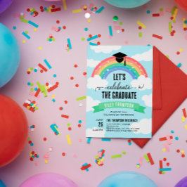 Grönt Rainbow Clouds Låt oss fira Student Inbjudningar