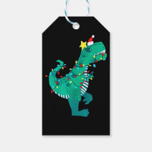 Grönt Rainbow Dinosaur Roar Julvinter Presentetikett