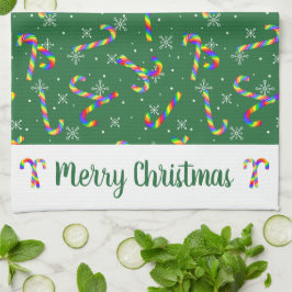 Grönt Rainbow Polkagrisars jul Kitchen Towel Kökshandduk