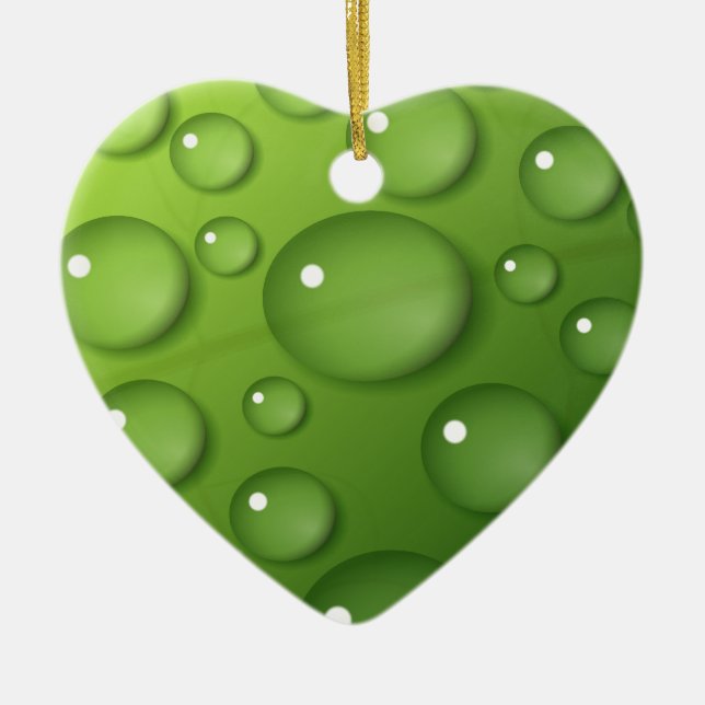 Grönt RainDrop Mönster Julgransprydnad Keramik (Framsidan)
