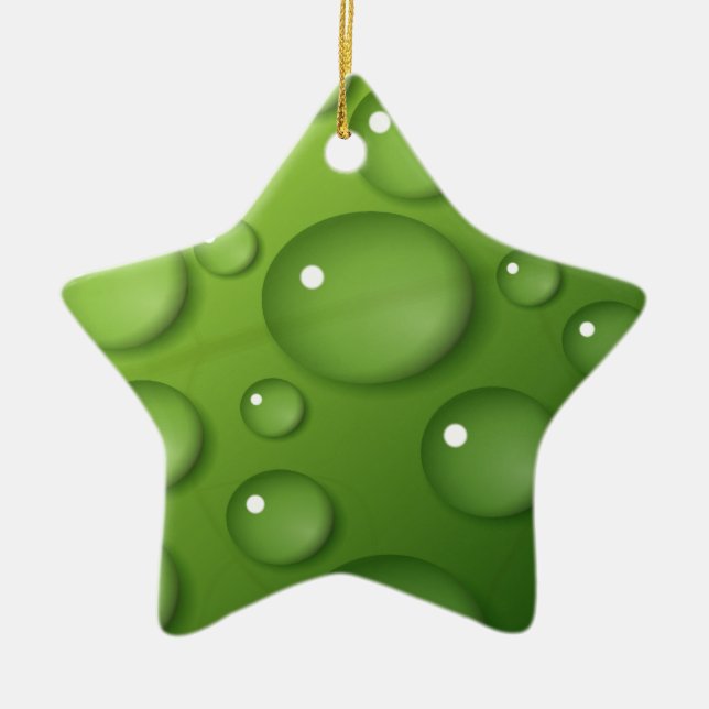 Grönt RainDrop Mönster Julgransprydnad Keramik (Framsidan)