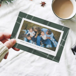 Grönt ram ett fotokort med helgdag julkort