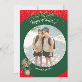 Grönt Ram One Photo God jul Julkort