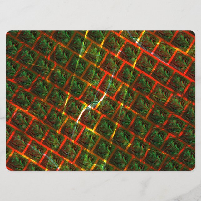 "Grönt ramade öga, repor eller rött rutnät. Meny (Framsida)