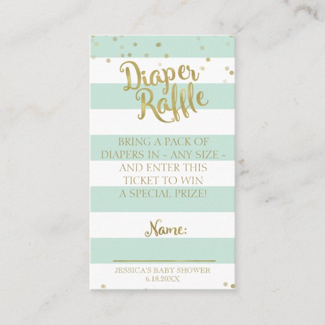 Grönt Rand Baby Shower Diaper Raffle Insert Tilläggskort (Framsida)