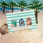 Grönt Rand Beach Warm Önskemål Beach Huts Helgdag Julkort<br><div class="desc">Nautical Boutique Co.'s grönt and white kustkort har tre vattenfärgsstrutar som dekorerats för helgdagarna och är inställda på motsvarande vattenfärgsfärg för grönt rand. Den omvända sidan har ett anpassade nautiskt hälsning. #Nautical #Coastaljul #Helgdagar #NauticalHolidays</div>