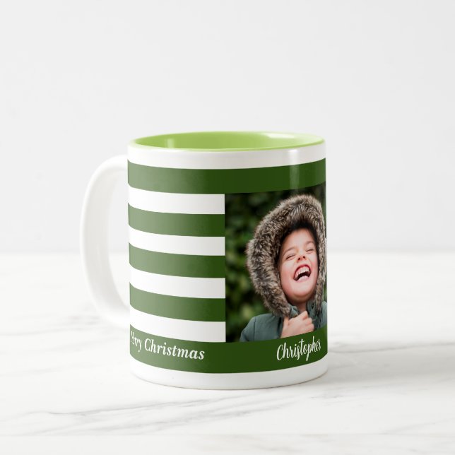 Grönt Rand - Helgdag Fotokollage Två-Tonad Mugg (Framsida vänster)