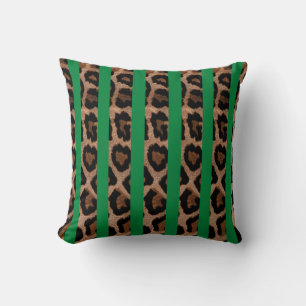 Grönt - rand leopard Skriv ut Dekorativ kudde