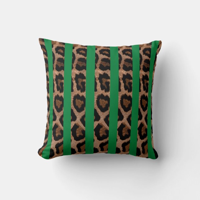 Grönt - rand leopard Skriv ut Dekorativ kudde (Framsida)