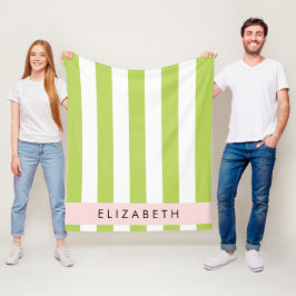 Grönt Rand, Linjer, stripe Mönster, ditt namn Fleecefilt