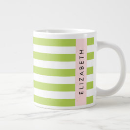 Grönt Rand, Linjer, stripe Mönster, ditt namn Jumbo Mugg
