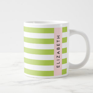 Grönt Rand, Linjer, stripe Mönster, ditt namn Jumbo Mugg