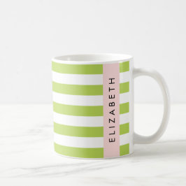 Grönt Rand, Linjer, stripe Mönster, ditt namn Kaffemugg