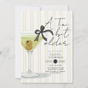 Grönt Rand, liten bit äldre Olive Martini Birthday Inbjudningar
