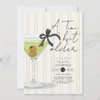 Grönt Rand, liten bit äldre Olive Martini Birthday Inbjudningar