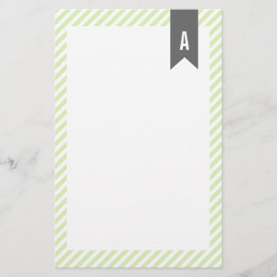 Grönt Rand Monogram Brevpapper
