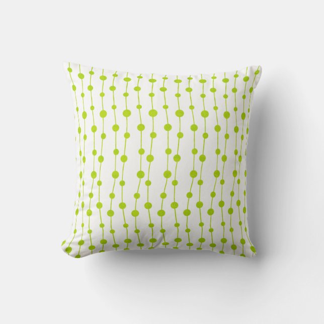 Grönt Rand och Polka dots Mönster Kudde (Framsida)