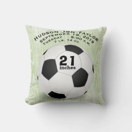 Grönt Rand Soccerball Boys Birth Record Kudde