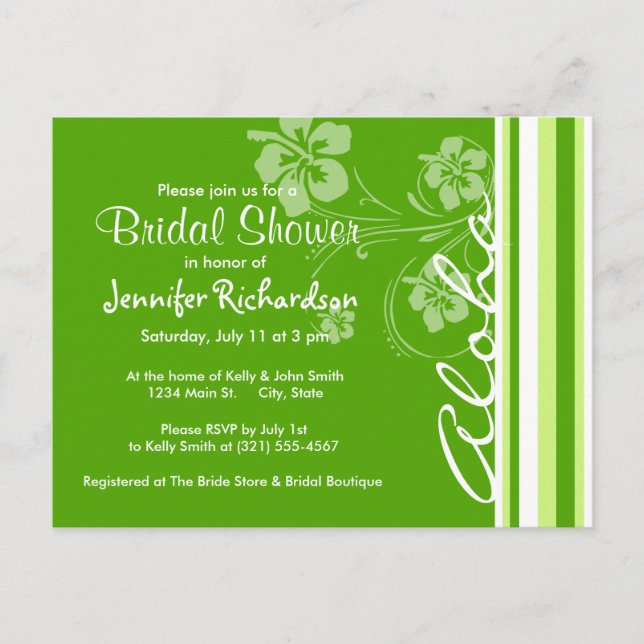 Grönt Rand; stripe; Aloha Inbjudan Vykort (Framsida)